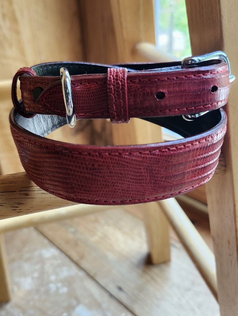 Red Lizard Large Dog Collar.